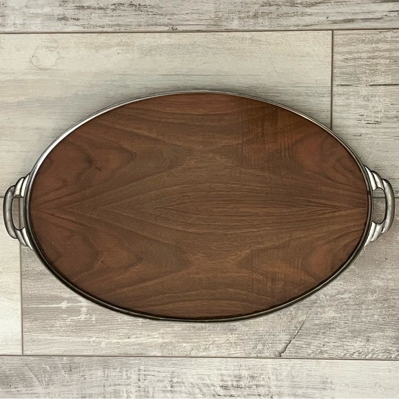 Vintage Royal Holland Teak
Wood Oval Tray Pewter Frame Rim 16.75" MCM
1950's - Picture 11 of 14